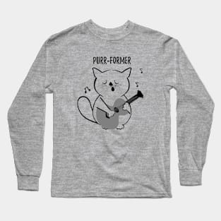 Musician gift / Cat Lover Gifts For Cat People / Guitarist Gift Long Sleeve T-Shirt